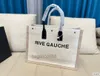デザイナーバッグ女性トップハンドバッグRive Gauche Toteショッピングバッグハンドバッグ高品質のファッションリネン大きなビーチバッグラグジュアリートラベルクロスボディ2023