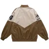 メンズジャケットヒップホップレーシングジャケット男性ハイストリートレター刺繍パッチワークカレッジウィンドブレーカーコートレトロオートバイバーシティジャケット220912