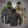 Herenjacks Camouflage Shark Skin Soft Shell Tactical Jackets Men Fleece waterdichte gevechten Windscheiding Militair Piloter Leger Hooded Jacket 220912