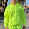 Mens Tracksuits Neon Green Style Mens Fashion Tracksuit Solid 2 Pieces Long Sleeve Hoodyloose Swearpants Casual Sportsuit Men Est OMSJ 220909