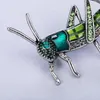 Brooches Blue Crystal Insect Brooch Pins Rhinestone Grasshopper Locust For Women Shawl Shirt Suit Accessories Gifts Kids