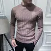 Mens Sweaters Fashion Casual Striped Boutique Wool Sweaters Men Slim Soft Warm Pullovers Spring Male Arrivals Oneck Solid Color Knitwear 220912