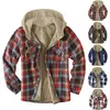 Chaquetas de hombre camisa estilo europeo y americano otoño e invierno grueso algodón a cuadros de manga larga chaqueta suelta con capucha 220912