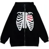 Damen Hoodies 2022 Winter Frauenkleidung Y2K Zip Up Hoodie Gothic Skeleton Jacke Langarm Mantel Harajuku Streetwear Hip Hop Tops