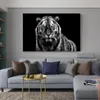 Toile peinture abstraite noir et blanc Lion Animal sauvage affiches et impressions moderne mur Art photo salon Cuadros décor