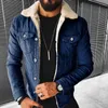 Mensjackor Mens Punk Lamb Wool Padded Denim Jacket 220909