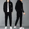 Men's Tracksuits Double Sided Gold Velvet Sports Suit Fall And Winter Plush Thickened Bodysuit Casual Coat Two Piece Set