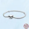 New Authentic Popular 925 Sterling Silver Best Selling Bracelet for Women Heart Shaped Snake Chain Ladies Fit Beads Jewelry Gift with Original Box 7TSD