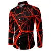 Camisas casuais masculinas Halloween laranja camisa estampada de manga comprida Turning Down Collar Fostume