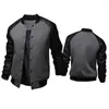 Men's Jackets Autumn Winter -Selling Men's Baseball Jacket Big Pockets And Leather Sleeves Casual Sports Stand-up Collar Light Warm