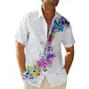 Camisas casuais masculinas Música de verão impressão de camisa havaiana solta de manga curta