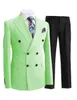 Erkekler Suits Blazers 2 adet beyefendi çift göğüslü yakalı blazer erkek takım elbise pantolonlu resmi beyaz bej ceket düğün damat smokin 220909