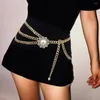 Gordels verzilverde trendy strass ingebedde faux parelmeisjes taille kettingkleding accessoires Multi-layer voor feest