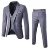 Herrdräkter Blazers Four Seasons 1 Set Stylish Korean Style Jacket dragkedja Flybyxor Soft Blazer Pants Lapel för bröllop 220909