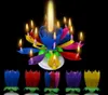 Party Decoration Musical Birthday Candle Magic Lotus Flower Candles Blossom Rotating Spin Party Candle 14 Small Candles 2layers Cake Topper 912