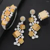 Halskette Ohrringe Set 4PCS Big Fashion Luxus 3d Box Statement Schmuck für Frauen Hochzeit Afrikanische Kubikzirkon CZ Dubai Braut