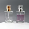 Atomiseur de parfum carré en silex, 100 pièces, rechargeable, flacon vide en verre transparent avec capuchon de 30ml