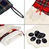 Dekoracje świąteczne 4 kolory pończochy domowe Dekoracja Plush Plaid Torby prezentowe Pet Dog Cat Paw Socks Xmas Tree Ornaments 220912