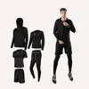 Running Sports Suit Men Tracksuits Casual 5 Piece Set Mens Fitness Wear Sport Shorts Snabba torra tights Kort ￤rm Training Sportkl￤der