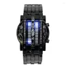 Relojes de pulsera de lujo para hombre, relojes deportivos de marca a la moda para hombre y mujer, reloj de pulsera con fecha LED de acero inoxidable creativo, reloj de pulsera binario