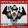 Carénages de moulage par injection pour Daytona 675 675R 2009-2012 Bodys 150No.22 Daytona675 09 10 11 12 Carrosserie Daytona 675 R 2009 2010 2011 2012 Kit de carénage OEM noir brillant tout