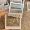 Smyckespåsar 10st/Lot Transparent Display Box Case Ring Halsband Armband Organiserad 3D Floating Square Frame -förvaringskollektion