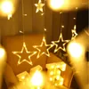 سلاسل 4.5m 138 LED Star String Lights Christmas Fairy Light Garland Curtain for Wedding Home حفلة عيد ميلاد مع عن بُعد