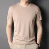 Men's T Shirts MLSHP Mulberry Silk Summer Men's T-shirts Luxury Short Sleeve Solid Color Round Collar Casual Thin Male Simple Man Tees