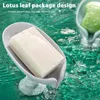 Soap Dishes Dish Holder Leaf Shape With Diversion Hole 45° Scientific Angle Box Shower Storage Plate Gadgets#01