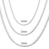 Ожерелья с подвесками, подвески 1 мм, 2 мм, 3 мм, твердая цепочка в виде змеи, штампованное серебро 925 пробы, ожерелье для мужчин, женщин, модные вечерние свадебные украшения Gif2578