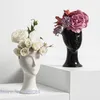 Tête en céramique Vase Artistique Fleur Arrangement Tête Trou Abstrait En Céramique Visage Ornement Ameublement Vases Pots Décor