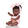 Dolls American Reborn Black 35cm African Girl Handmade Silicone Soft Baby Bath Play لعبة عيد الميلاد للأطفال 220912