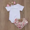 Roupas Conjuntos de roupas verão fofo bebê menina floral manga curta tutu shorts renda calças Princesa roupa roupas 2pcs Conjunto