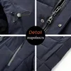 Mens Down Parkas Homens Inverno Plus Longo Quente Grosso Capuz Parkas Casaco Casaco Homens Outono Outwear Outfits Clássico Bolso À Prova de Vento Parka Homens 220912