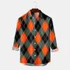 Casual shirts voor heren mannelijk feest Halloween oranje bedrukt shirt met lange mouwen afsnijden kraagkostuum