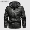 Men's Leather Faux Leather Caranfier Mens jaquetas com capuz de casacos casacos motociclistas Jaqueta de couro Faux Men Classic Winter Jackets Drop 220912