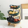 Paniers de rangement Salon Conteneur de stockage en plastique Assiette de fruits Jardin Snack Décoration de la maison Panier à gâteaux Plat Après-midi-thé Trois couches 220912