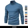 Mens Sweaters Inverno Turtleneck Grosso Mens Sweaters Casual Turtle Neck Cor Sólida Qualidade Quente Slim Turtleneck Sweaters Pulôver Men 220912