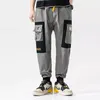 Herrbyxor mode streetwear stora fickor solid lappt￤cke jogging m￤n milit￤ra l￶sa byxor hip hop f￶r