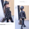 Jackor Cool Girls Classic Pu Autumn Outerwear Leather Läder Zipper Fashion Boys Poat Tonåring Kostym Birthday Present Kids kläder 220912