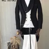 Costumes pour hommes Blazers Dernières conceptions de pantalon de manteau Noir Blanc Garniture Hommes Costume Slim Fit Custom Made Groom Costumes De Bal 3 Pièces De Mariage Tuxedos Blazer 220909