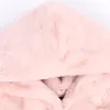 Женская искусственная меховая куртка нерадзурри, осенне-зимняя розовая пушистая мягкая легкая куртка, женская с капюшоном, высокой талией, корейская модная одежда 6xl 7xl 220912