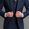 Mäns kostymer blazers marinblå formell bröllop smoking för gentleman prom kostymer smal passform 3 stycken pojkvän män mode set blazer väst med byxor 220909