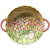 Dinnerware Sets Butterfly Pink Series Binaural Bead Soup Bowl Household Ceramic Noodle Dinner Set Kitchen Accessories