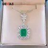 Oevas 100% 925 Sterling Silver 9 11mm Synthetische Emerald Hangketting voor vrouwen sprankelende hoge koolstof diamant Fine Jewelry226V