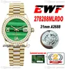 EWF 31mm 278288 ETA A2688 Automatyczna Women Watch Malachite Diamond Dial Gold Diamond Bezel Ostersteel Bransoletka Super Edition Ladies Ta sama karta seria