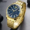Wristwatches Megir Mens Gold Stainless Steel Quartz Watches Business Chronograph Analgue Wristwatch for Man Waterproof Luminous 2068GGD2N3 220912