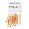 Hoop Earrings European And American Set Creative Hollow Leaves Simple Pearl Tassel 6 Fashion For Women