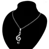 Pendant Necklaces Women's Treble Clef With Stainless Steel Chain And Cubic Zirconia Music Note Necklace Hip Hop Rock Jewelry