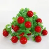Fiori decorativi 6 pz/lotto Simulato Pianta di Plastica Piccola Frutta Rossa Ciliegio Decorazione Domestica Fiore Puntelli di Simulazione